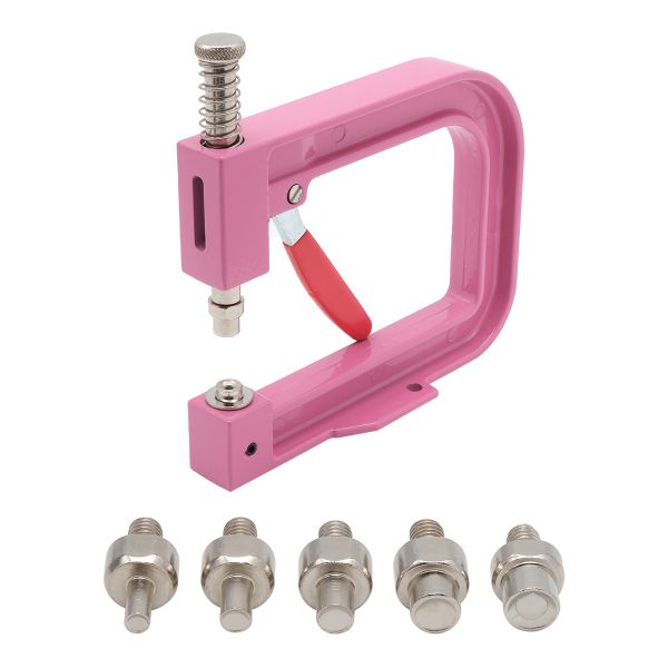 Ручной пресс для установки бусин на шипах с насадками 4, 5, 6, 8, 10 мм, New Star, розовый
