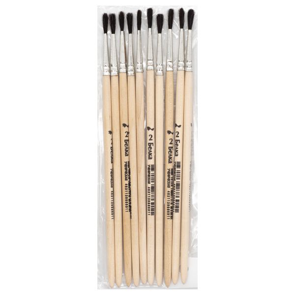 Кисть белка круглая (ученическая) №2,10 шт