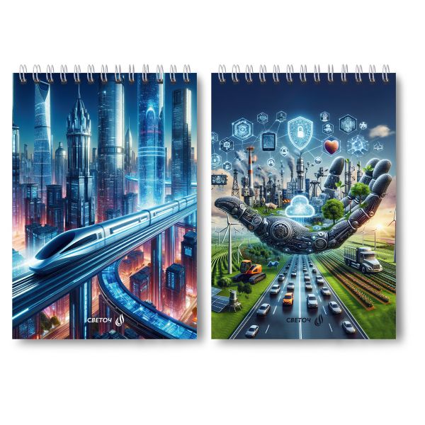 Блокнот на гребне A5 40 л., 4 шт, клетка, Взгляд в будущее 01267, Светоч Б135