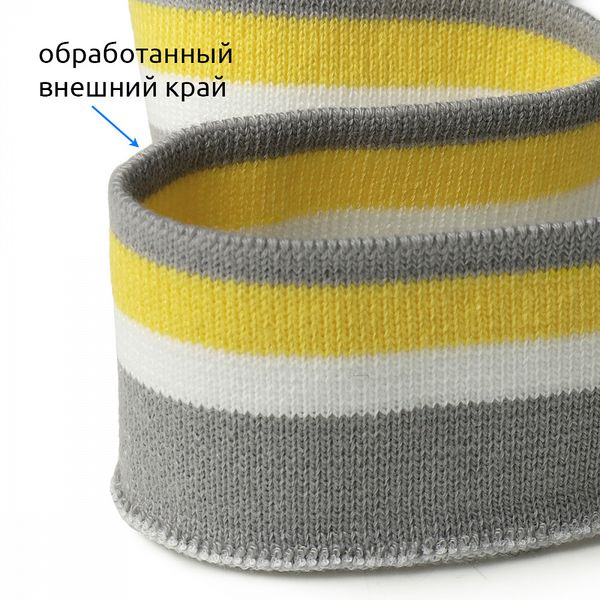 Подвяз (довяз) трикотажный 3.5х80 см, серый с белой и желтой полосами, 100% п/э, 2 штуки