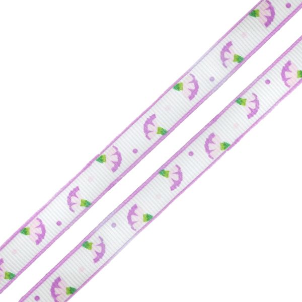 Лента репсовая (в рубчик) Гвоздики, 10 мм, 3м, фиолетовый