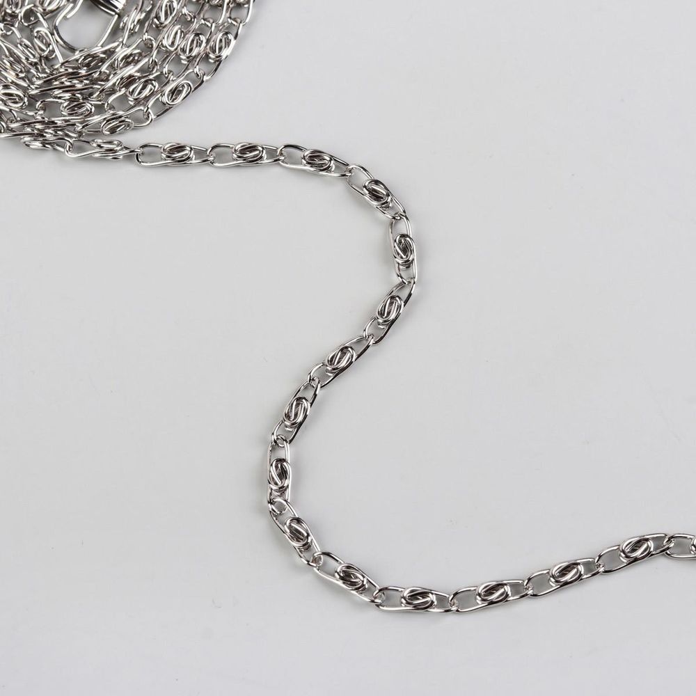 Цепочка для сумки с карабинами 120см 13х4мм серебряный