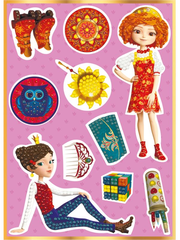 Алмазная (кристальная) мозаика Фрея, Наклейки Дарья и Варя, 14х19,5 см