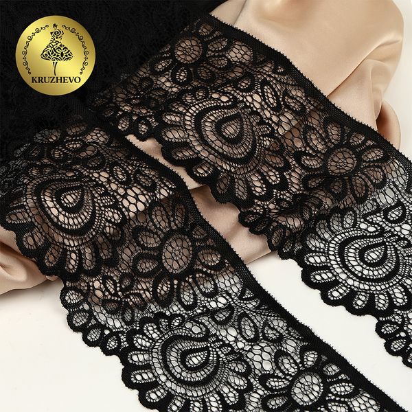 Кружево эластичное (стрейч) YSTL00839/N 90мм цв.170 черный, 25 м, Kruzhevo