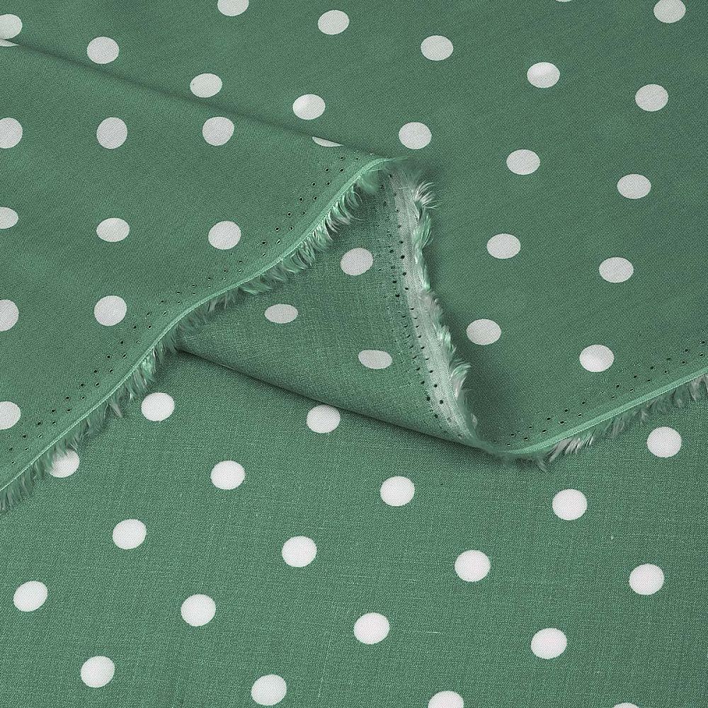 Штапель в горошек 90 г/м², 145 см / 2 метра, TBY.Vidt.05 цв.зеленый