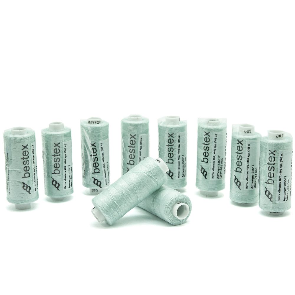Нитки швейные бытовые Bestex 40/2, 365 м (400 ярд) / 10 кат., 083 ледяная мята