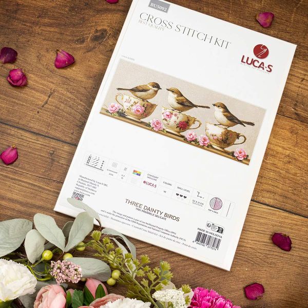 Набор для вышивания нитками Luca-S, Три изящные птички, 52х21см
