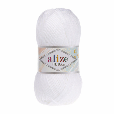 Пряжа Alize (Ализе) My Baby / уп.5 мот. по 50 г, 150м, 055 белый A