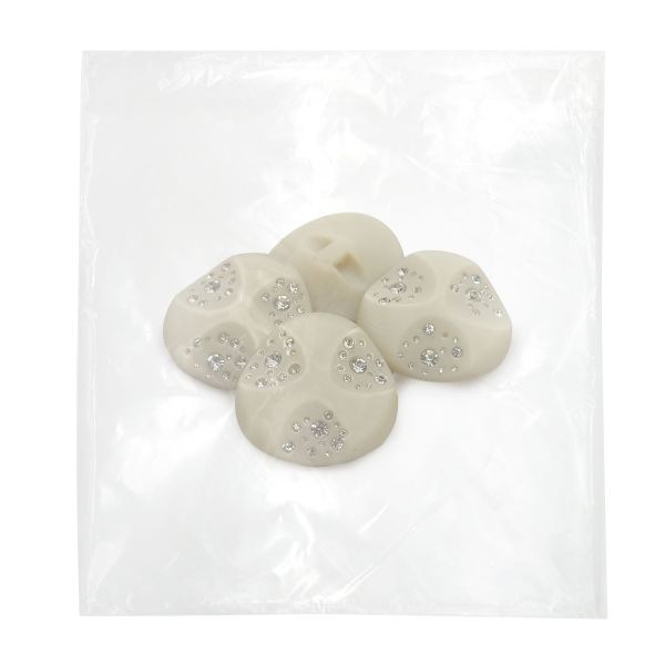 Пуговицы на ножке пальтовые со стразом (пластик) 676415 (опал), 4 шт