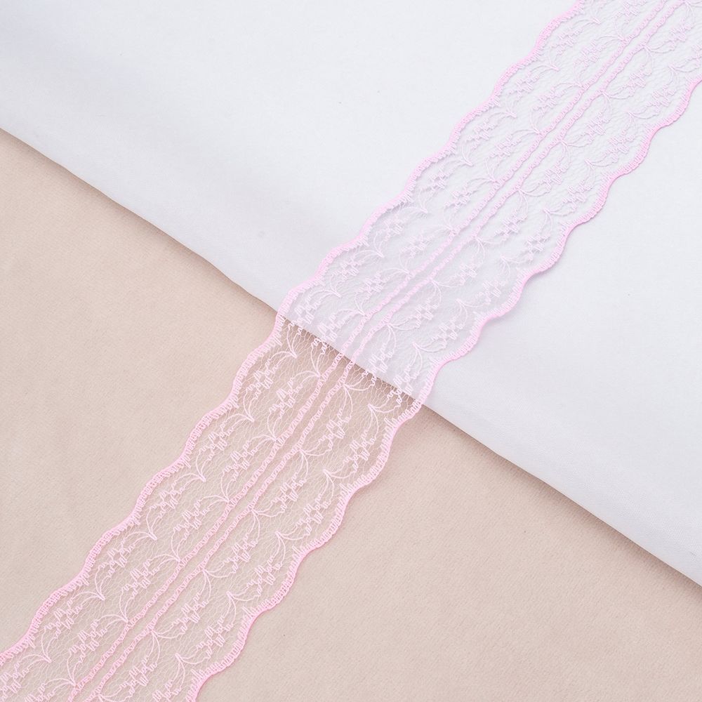 Кружево на сетке 45 мм / 9.14 метра, 05 розовый, 3AR3730