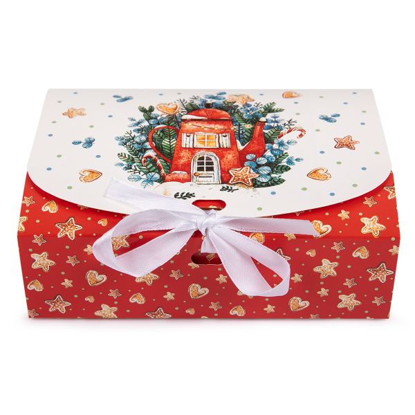 Коробка без окна с лентой 16.5х11.5х5 см, №1 Уютное рождество, S-Chief CBC-006