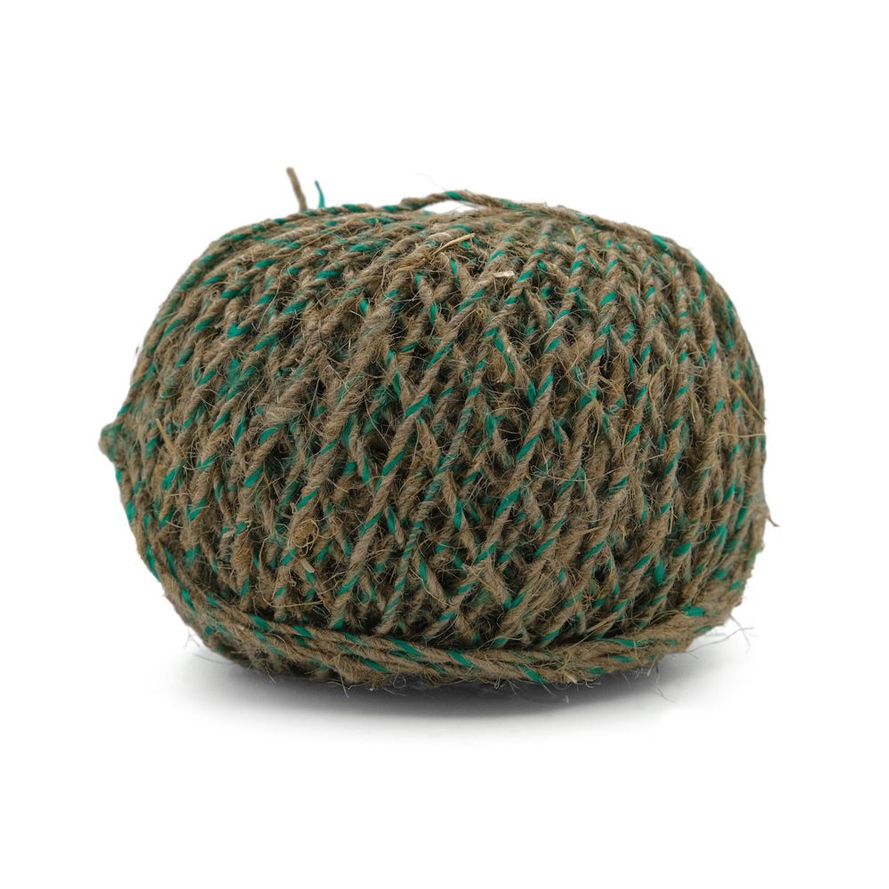 Шпагат льняной с зеленой нитью ⌀1.5 мм / 100 метров