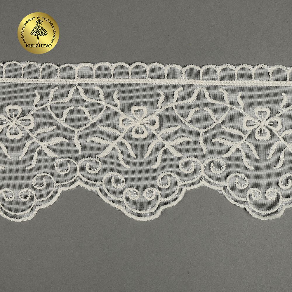 Кружево на сетке широкое 110 мм, 40485, цв.W0115 молочный уп.13.7м, Kruzhevo