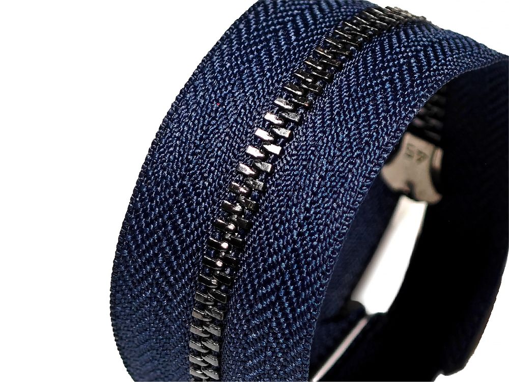 Молния металл (цв.SBS) джинсовая Т3 (3 мм) 1 зам., н/раз., 12 см, S-196 т.синий (звено: т.никель), уп.100 шт