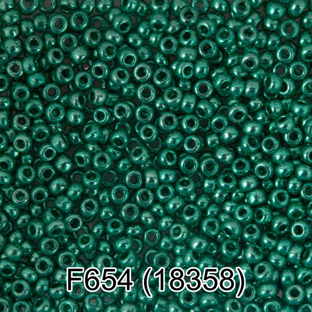 Бисер Gamma 10/0 (2.3 мм), 50 г, F654 т.зеленый/металлик, 18358, круглый 6