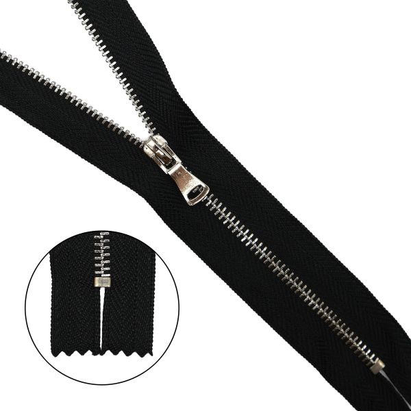 Молния металл Т3 (3 мм) 1 зам., н/раз., 18 см, никель, 580 черный, 10 шт, 18918-1