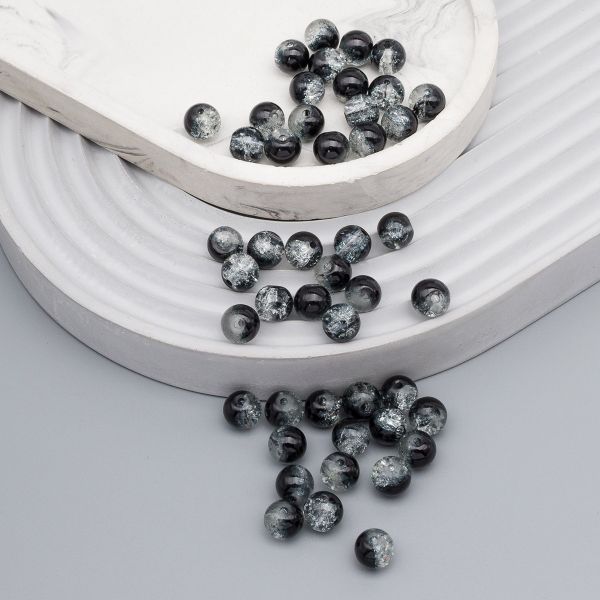 Бусины стекло ⌀8 мм, кракле, 46 шт, Astra&Craft, SY 33 градиент прозрачный/черный, 1301138