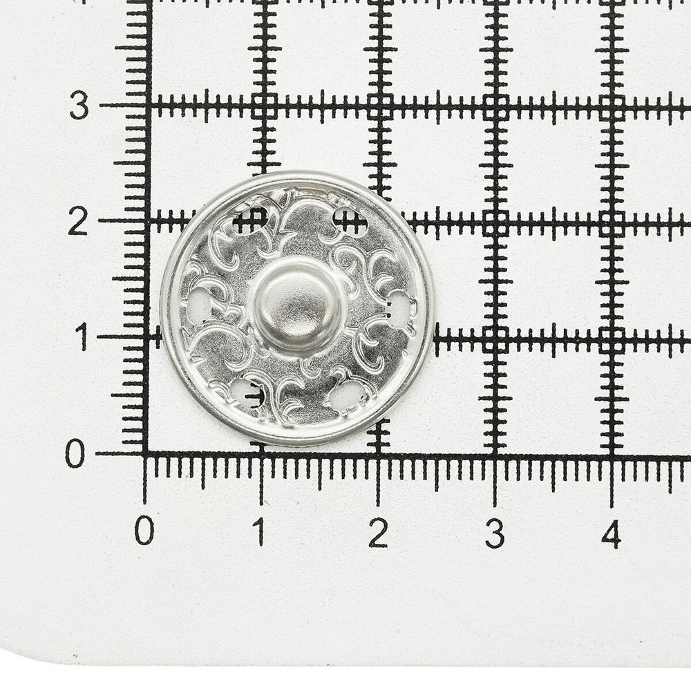 Кнопка пришивная металл ⌀25.0 мм, никель, 4 шт, КПР1