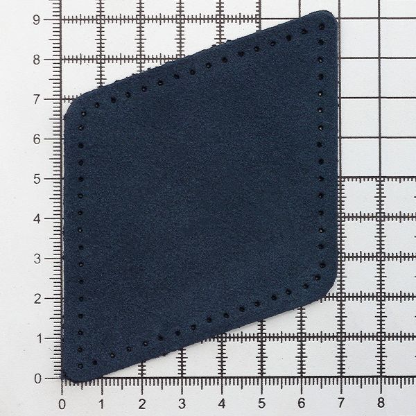 Заплатка пришивная замша ромб 8х11,2см с перфорацией, 2 шт, 100% кожа, 22 темно-синий, 59125