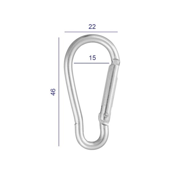 Карабин металл 15.0 мм (46х22 мм), 10 шт, 04 никель, Gamma GH 120/18/10