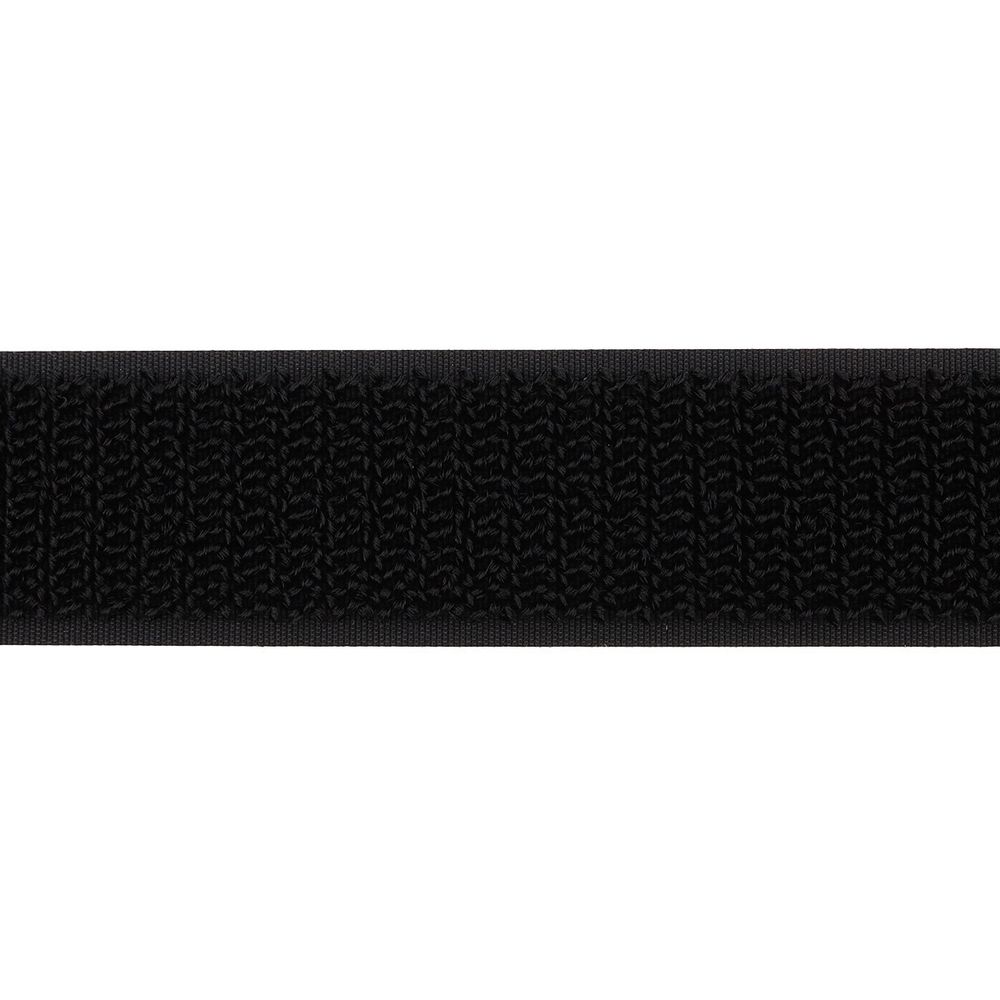 Лента контактная липучка (велкро) пришивная 25 мм / 25 метров, безворсовая, 100% нейлон, черный, ПЕТЛЯ, качество "A"