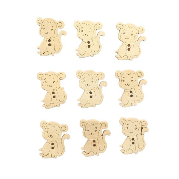 Украшения декоративные пуговицы деревянные для скрапбукинга Обезьянка, 25 мм, 10 шт