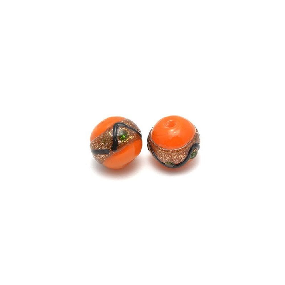 Бусины керамические мурано цв. 6 цв. оранжевый 12 мм упак 2 шт in ⌀1мм упак 2 шт