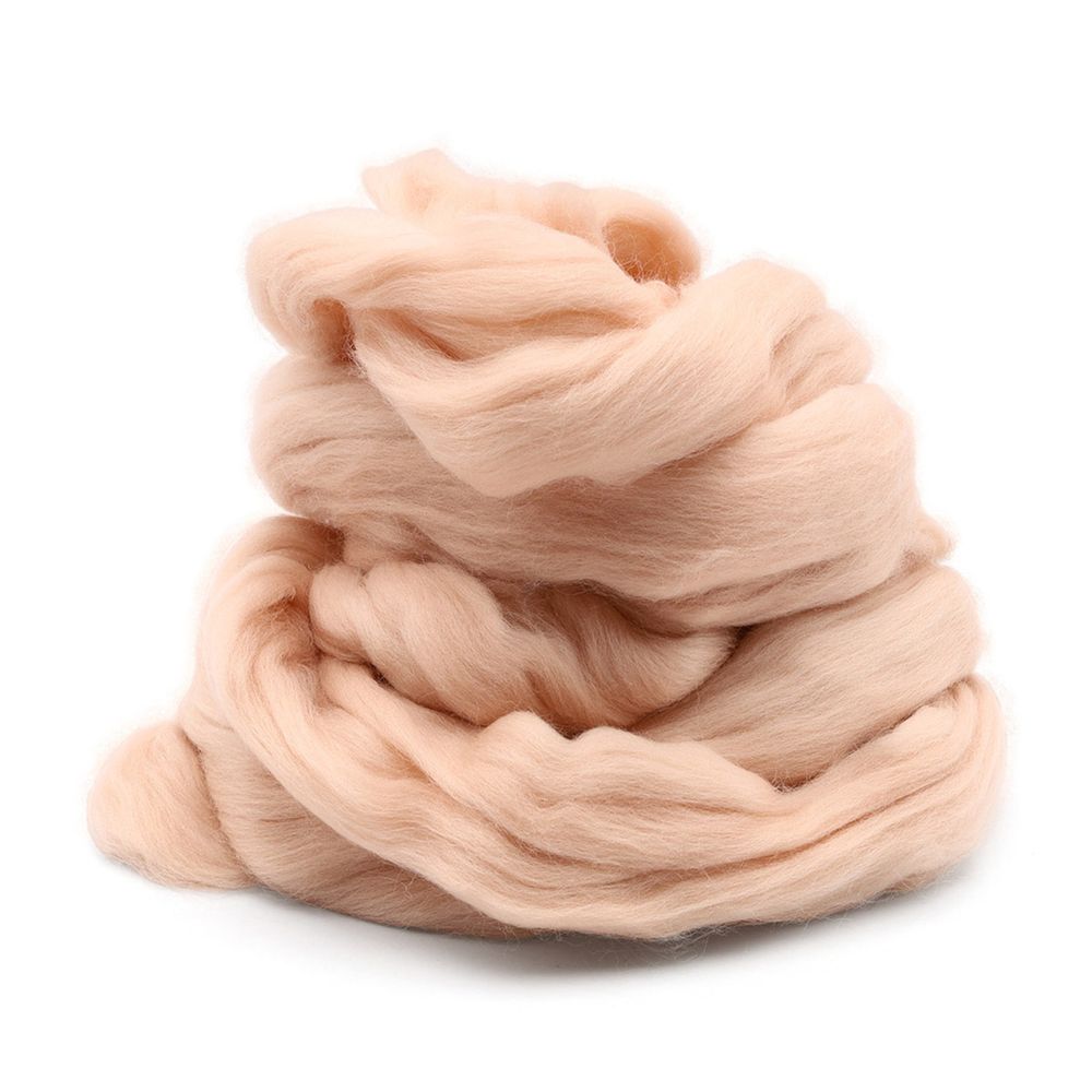 Шерсть для валяния мериносовая тонкая 100%, 100 г, цв.72 светлый персик
