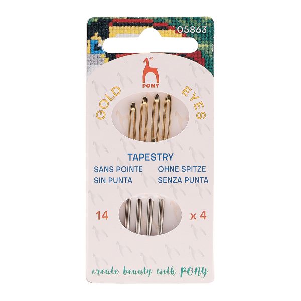 Иглы ручные гобеленовые с золотым ушком Tapestry №14, 4 шт, PONY, 05863