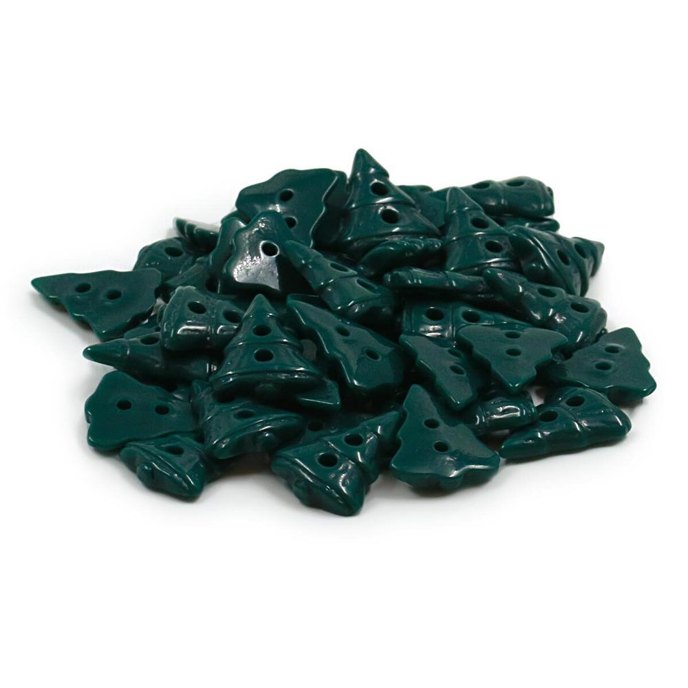 Украшения декоративные пуговицы Елочка 26L (16мм) 2 прокола, пластик (зеленый), 50 шт