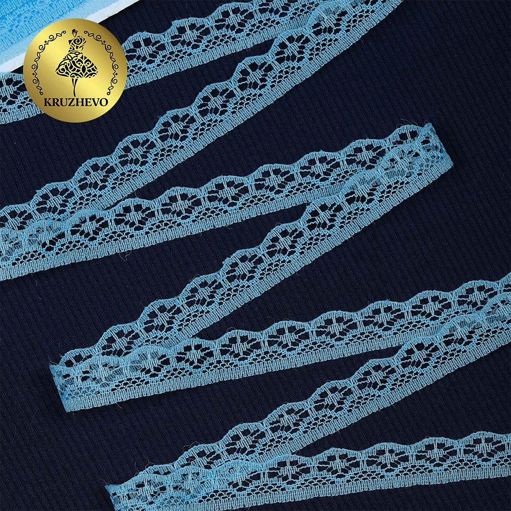 Кружево отделочное в стиле "трикотаж" 12 мм 150-2, цв.2 голубой, 9.14м