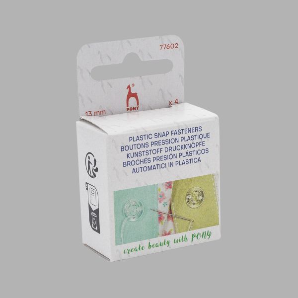 Кнопки пришивные пластик 13 мм, прозрачный, 4 шт, Pony, 77602(76515)
