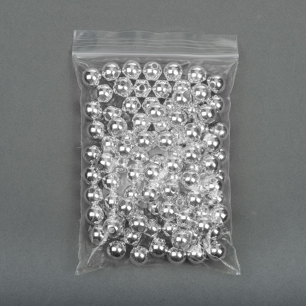 Бусины пластик ⌀8 мм, цв.серебро уп.50 г, Magic4Hobby