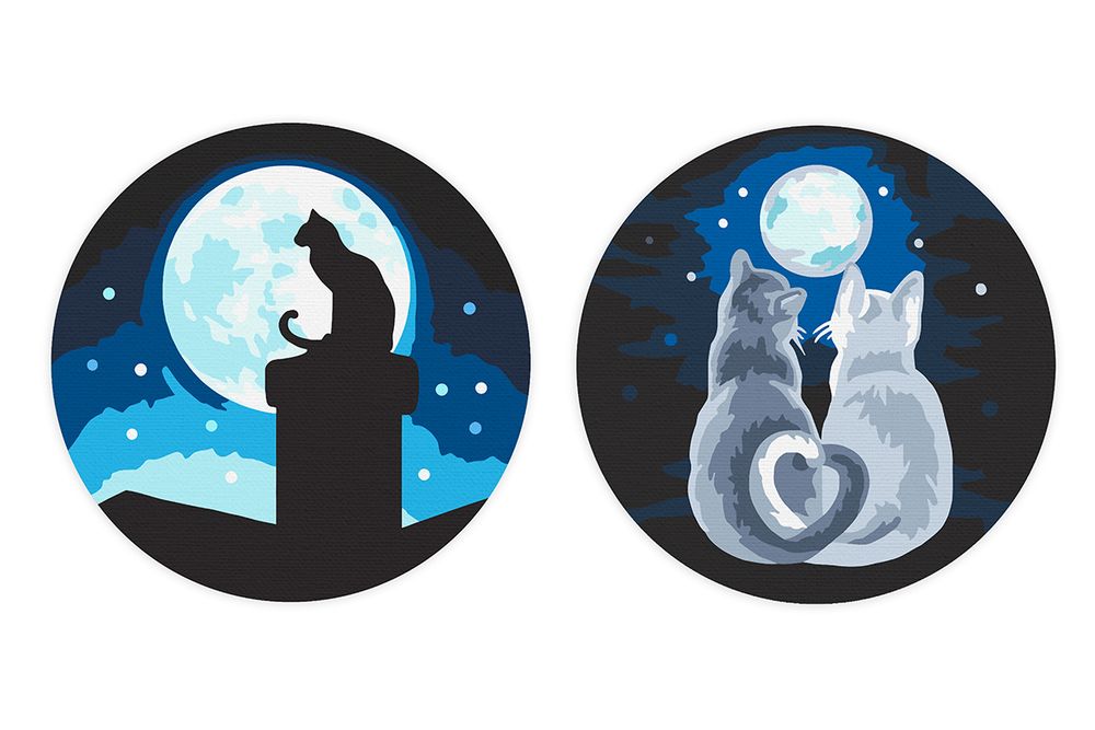 Картина по номерам Фрея, на магните Лунные котики, 9х9 см