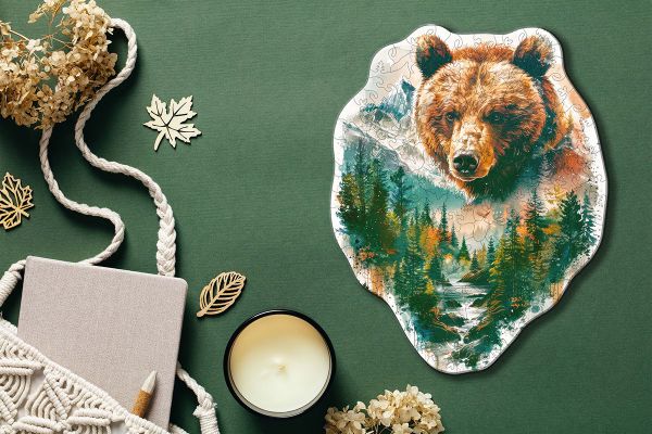 Пазл фигурный деревянный Медведь в тайге 156 элементов, Фрея PZLF-007