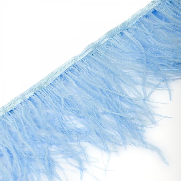 Перья на ленте Страус 15 см, FBY-15-114, цв. нежно-голубой, 2м