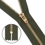 Молния металл джинсовая Т5 (5 мм) 1 зам., н/раз., 18 см, хаки, 39126/18-3, 10 шт