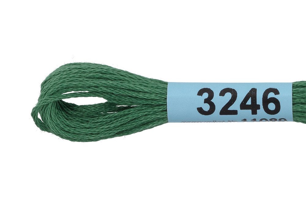 Мулине Gamma 100% хлопок, цв.3246 зеленый, 24 мотка по 8 метров