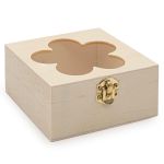 Заготовка для декорирования Шкатулка деревянная с окном в виде цветочка, фанера из тополя/оргстекло, 10х10х5см