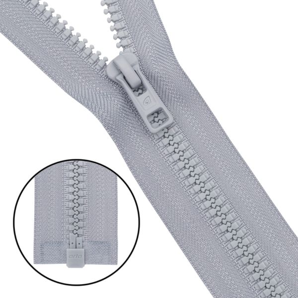 Молния трактор Arta Т6 (6 мм) 1 зам., разъем., 40 см, (2076), A361 св.серый, НОВЫЙ МАТОВЫЙ ЗАМОК, уп.5 штук