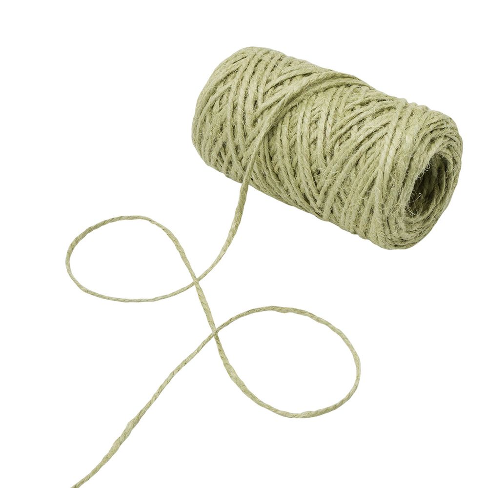 Шпагат джутовый ⌀1.4 мм / 50 метров (50 г), 2-ниточный, 1200 текс, евробобина, оливковый