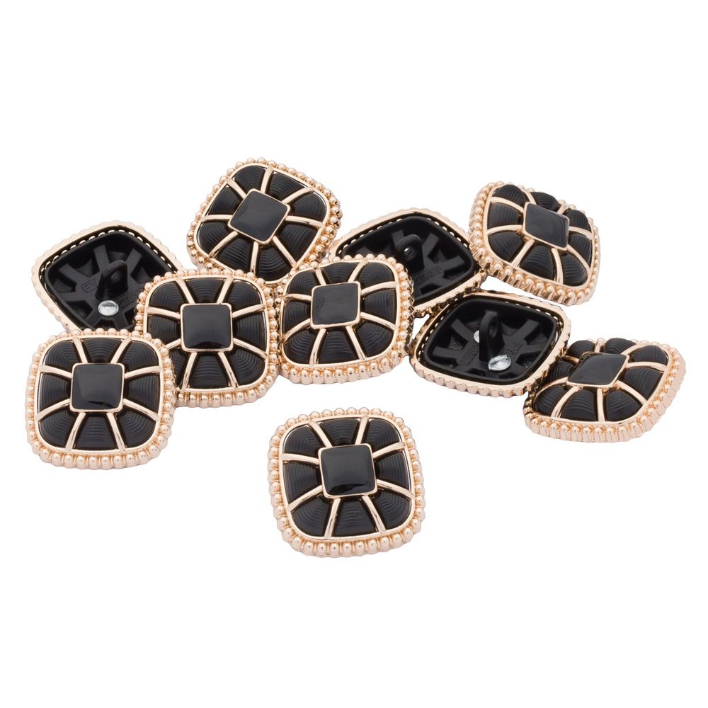 Пуговицы на ножке 36L=23 мм, металл, GD.Black (золото-черный), 10 шт, MP07