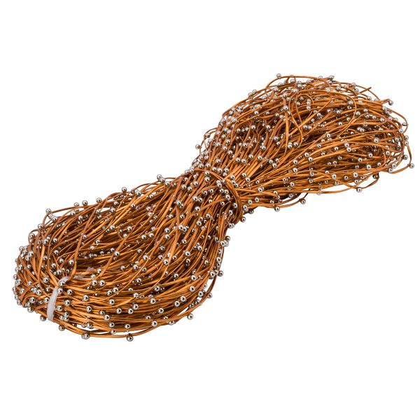 Шнур отделочный искусственная кожа с бусинами ⌀2.0 мм, / 100 метров, 09 оранжевый