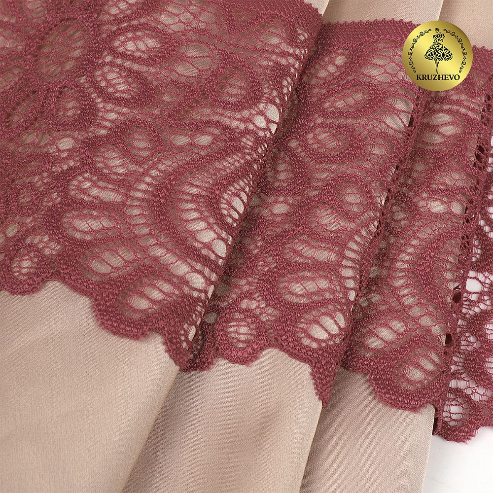 Кружево эластичное (стрейч) 90мм YSTL00839/N, цв.L2925 розовый рубин уп.25м, Kruzhevo