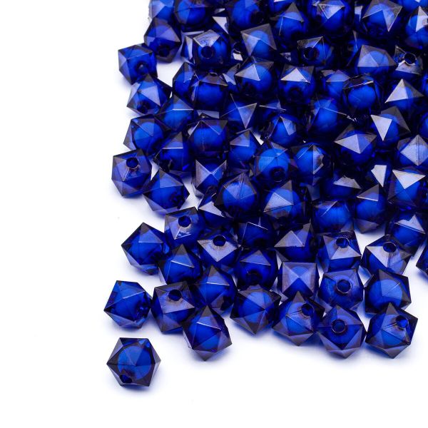 Бусины акрил ⌀10 мм, в цвете с белой сердцевиной, граненый куб, 500 г, Astra&Craft (26 темно-синий)
