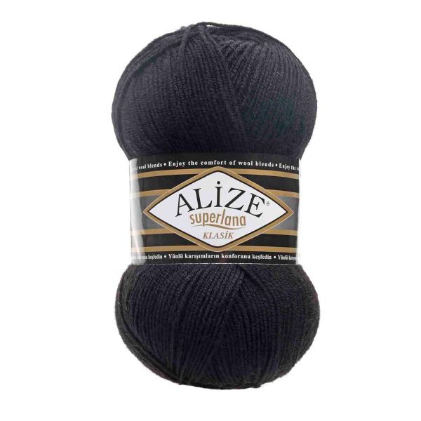 Пряжа Alize (Ализе) Superlana klasik / уп.5 мот. по 100 г, 280м, 060 черный A