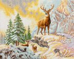 Кристальная (алмазная) мозаика Фрея ALPD-288, на подрамнике, Благородный олень, 50х40 см