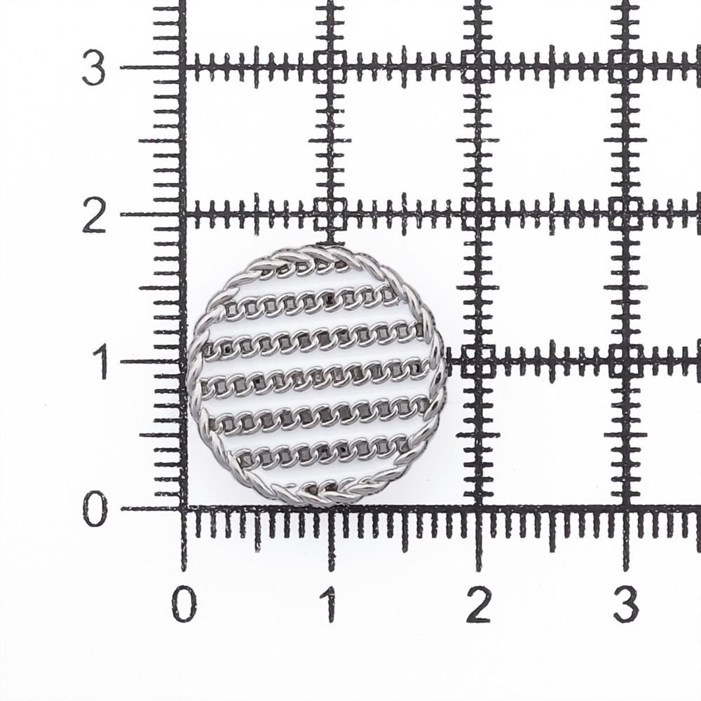 Пуговицы на ножке Твидовая 28L (18мм), металл (White/S (белый/серебро)), ME-651, 36 шт