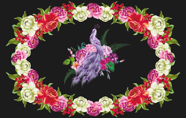 Бумага рисовая 32х22 см, 0080 Жостово. Павлин, Love2art KPR/R