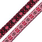 Лента (тесьма) жаккардовая 15.0 мм / 18.29±1 метров, белый, красный, с06418